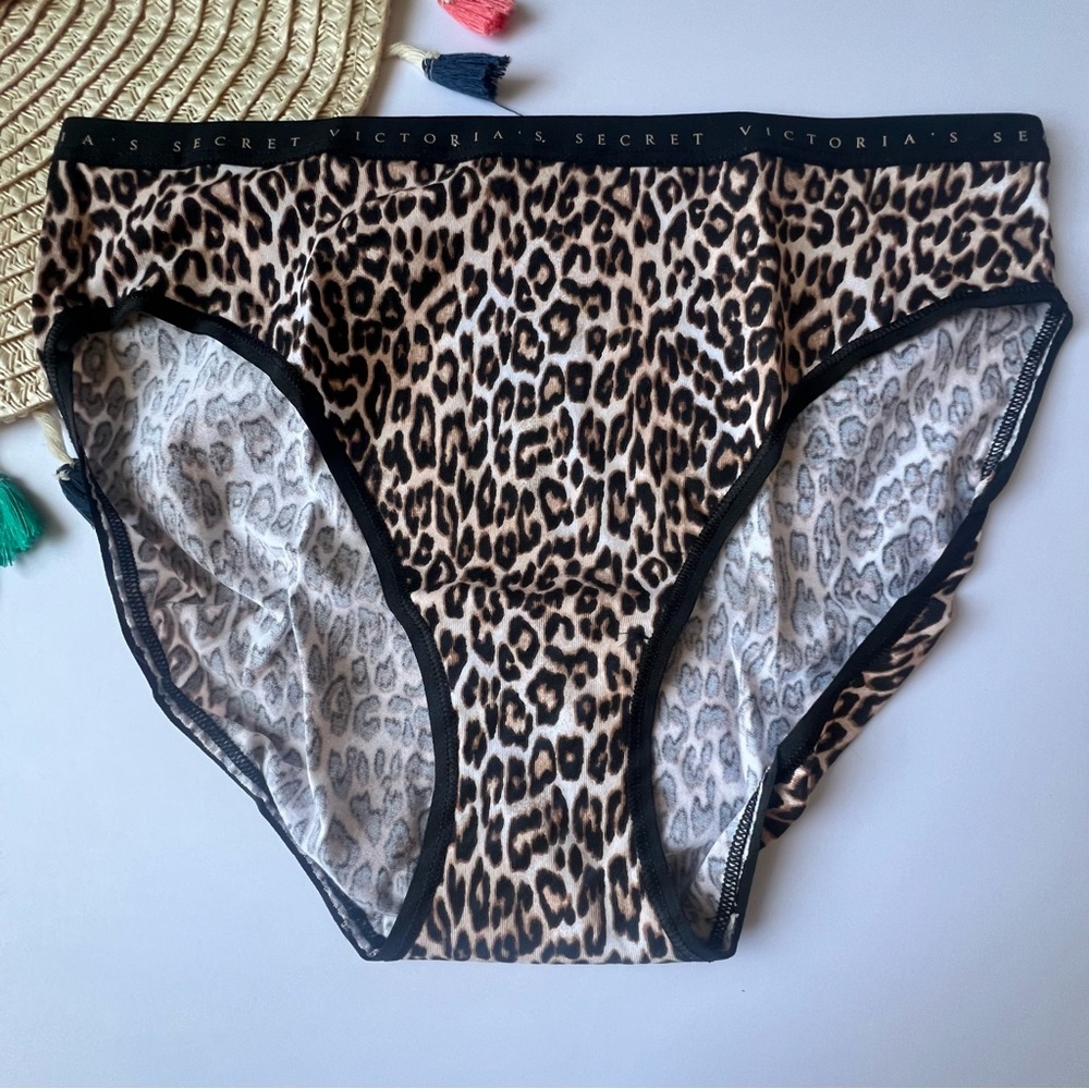 Victoria's Secret Stretch Cotton High-Leg Brief Panty Marzipan Leopard S NEW